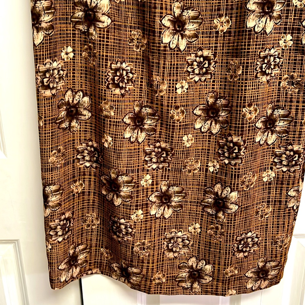 Vintage Maggie Lawrence Brown Floral Print Wrap Maxi Skirt Size 14 with Tags - Picture 8 of 9